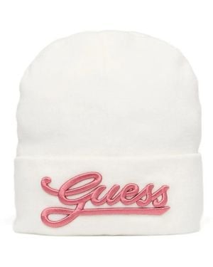 Guess Logo-Patch Beanie Hat - Pink