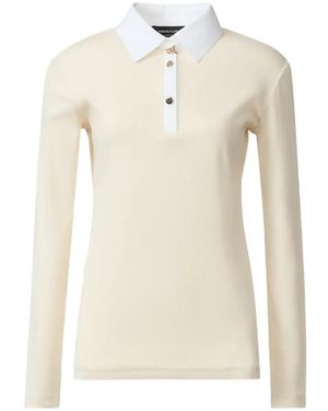 Fabiana Filippi Contrast-Collar Long-Sleeve Polo Shirt - White