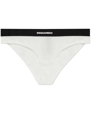 DSquared² Logo-Print Ribbed Briefs - White