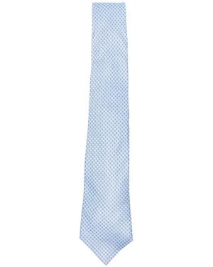 Kiton Micro-Pattern Silk Tie - Blue