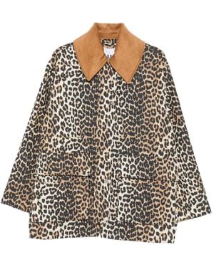 Ganni Jacket With Animal Print - Black