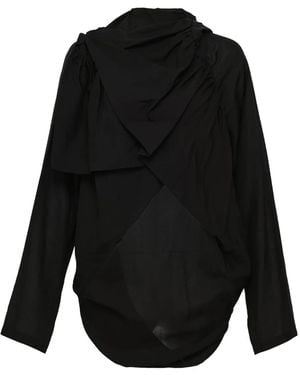 Yohji Yamamoto Chaqueta drapeada con capucha - Negro