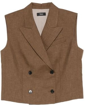 Theory Double-Breasted Sleeveless Waistcoat - Brown