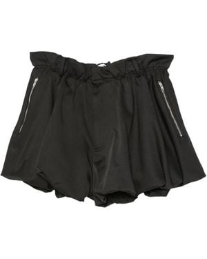 ELEH Bubble-Hem Zip-Detail Mini Skirt - Black
