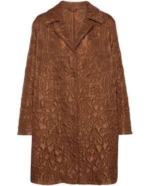 Ermanno Scervino Floral-Pattern Quilted Coat - Brown