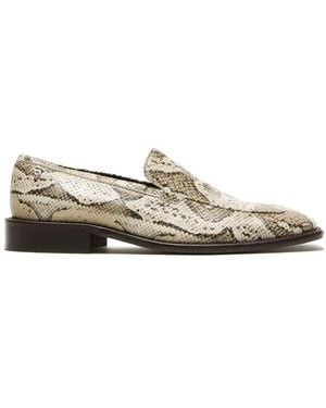 Acne Studios Snake‑Print Leather Loafers - White