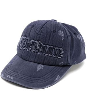 we11done Logo-Appliqué Distressed Baseball Cap - Blue