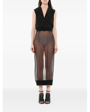 Givenchy Sheer Ribbed-Trim Skirt - Black