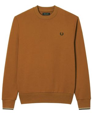 Fred Perry Laurel Wreath Embroidered Sweater - Brown