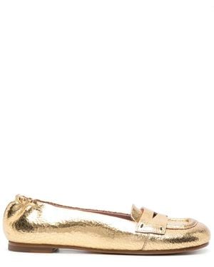 Premiata Crinkled Leather Ballerina Shoes - Natural