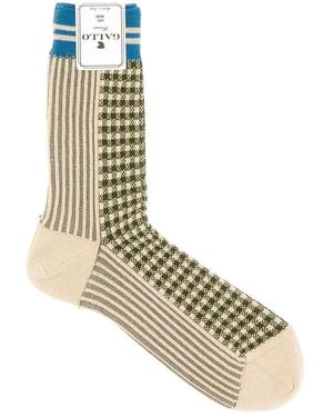 Gallo Gerippte Socken Mit Vichy-Karo - Mettallic