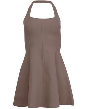 Fleur du Mal Halterneck Flared Mini Dress - Grey