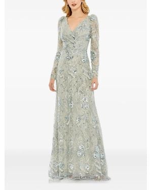 Mac Duggal Avondjurk Met V-Hals En Bloemenprint - Blauw