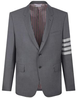 Thom Browne Plain Weave 4-Bar High Armhole Sportcoat - Grey