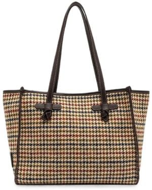 Gianni Chiarini Marcella Medium Houndstooth Tote Bag - White