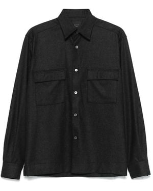 Xacus Virgin Wool Button-Down Shirt - Black