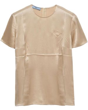 Prada Satin Crepe Top - Natural