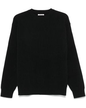 AURALEE Gerippter Strickpullover - Schwarz