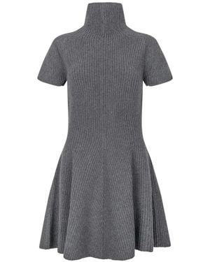 Magda Butrym Turtle-Neck Ribbed Mini Dress - Grey