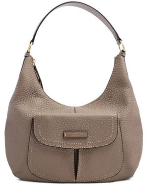 The Bridge Pebbled Leather Shoulder Bag - Gray