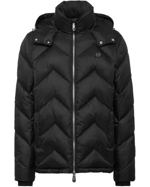 Philipp Plein Chevron-Quilted Puffer Jacket - Black