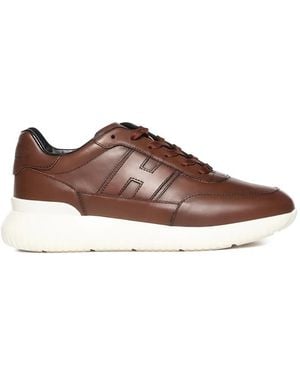 Hogan Lace-Up Trainers - Brown