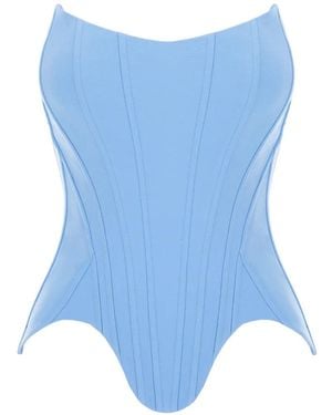 V:PM ATELIER Demi Panelled Corset Top - Blue