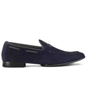Doucal's Braided-Lacing Suede Loafers - Blue