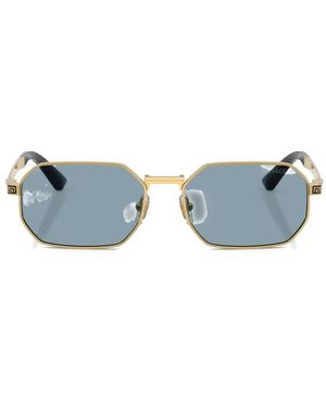 Versace Greca-Detail Geometric-Frame Sunglasses - Blue