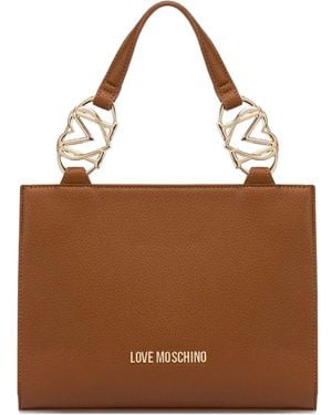 Love Moschino Logo-Ring Handle Tote Bag - Brown