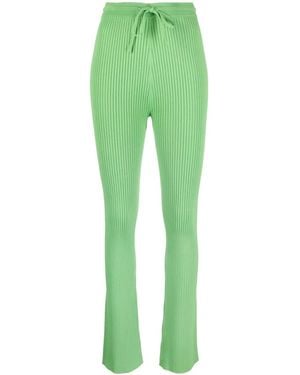 Nanushka Cornelie Ribbed-Knit Flared Trousers - Green