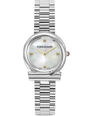 Ferragamo Gancini Twisted 28Mm Watch - White