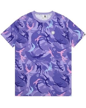 Aape By A Bathing Ape Moonface Camo-Graphic T-Shirt - Purple