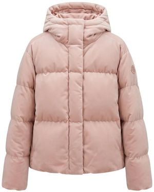 Moncler Enigme Hooded Chenille Short Down Jacket - Pink