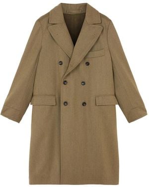 Fortela Serwilliam Double-Breasted Flap-Pocket Coat - Natural
