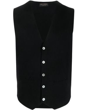 Dell'Oglio V-Neck Fine-Knit Vest - Black