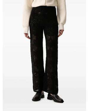 Twinset Lace-Knit Straight-Leg Trousers - Black