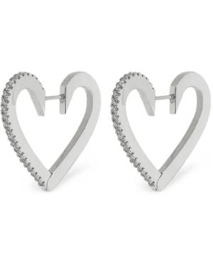 CADAR Endless Heart Diamond Hoop Earrings - White