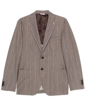 Manuel Ritz Striped Two-Button Blazer - Brown