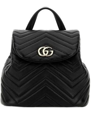 Gucci Gg Marmont Leather Backpack - Black