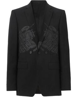 Burberry Blazer Con Stampa Grafica - Nero