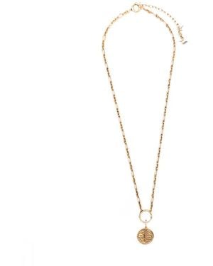 Saint Laurent Cassandre Medallion Necklace - White