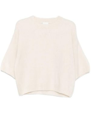 Allude Kurzärmeliges Strickoberteil - Natur