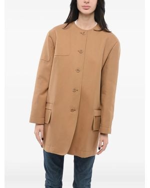 Max Mara Button-Fastening Patch-Pocket Coat - Natural