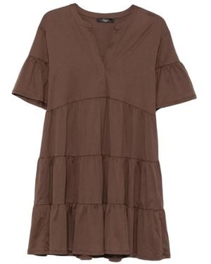 Max Mara Tiered Ruffled Mini Dress - Brown