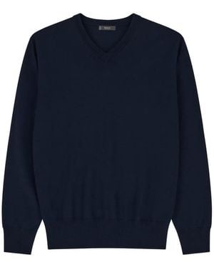 BOGGI Pullover Aus Extrafeiner Merinowolle Mit V-Ausschnitt - Blau
