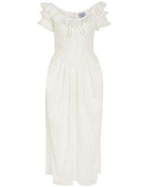 Thierry Colson Falbala Ruffled Midi Dress - White