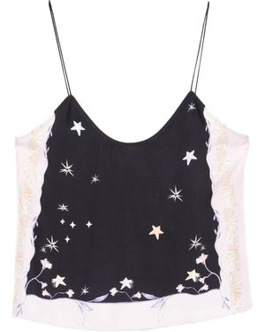 forte_forte Star-Print Strap Top - Black