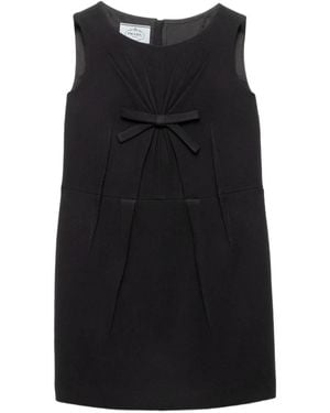 Prada Bow-Detail Pleated Mini Dress - Black