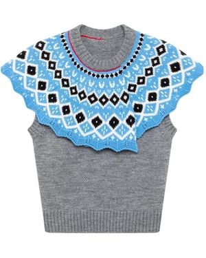 MSGM Top Mit Rüschen - Blau